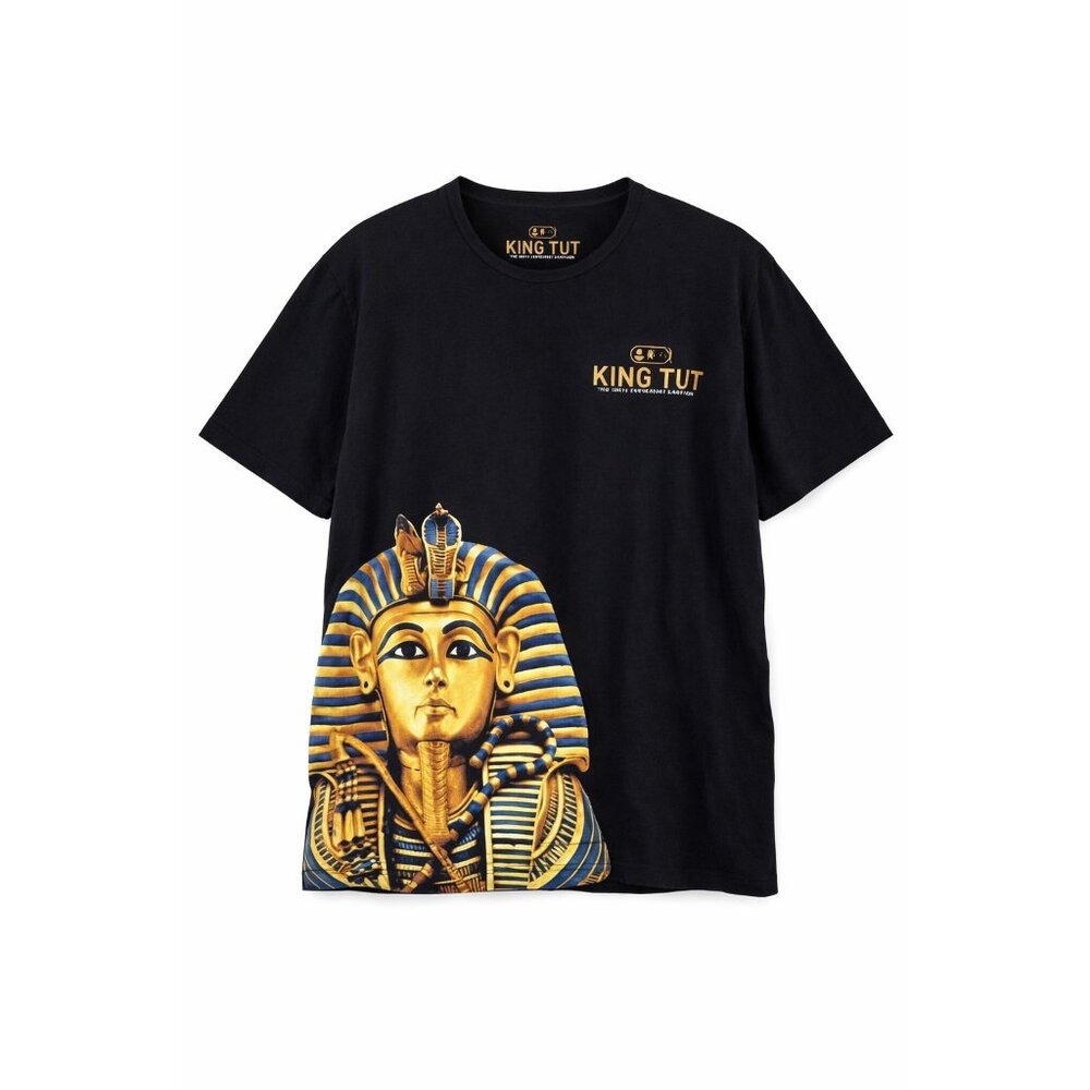 King Tut Tutankhamun Pharaoh Graphic T Shirt Black Cotton Egypt Size L